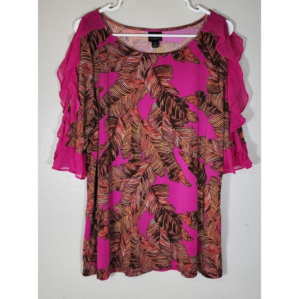 Worthington Peekaboo Sleeve Blouse Women's Size XL